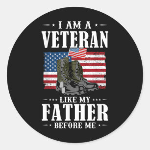 Ich bin ein Veteran wie mein Vater vor mir Amerika Runder Aufkleber