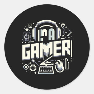 Ich bin ein Vintage-Gamer-Zubehör  Runder Aufkleber