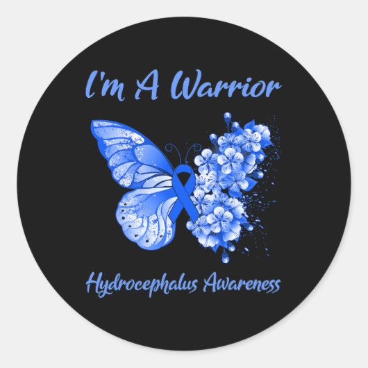 Ich bin ein Warrior-Hydrocephalus-Bewusstsein Runder Aufkleber (Vorderseite)