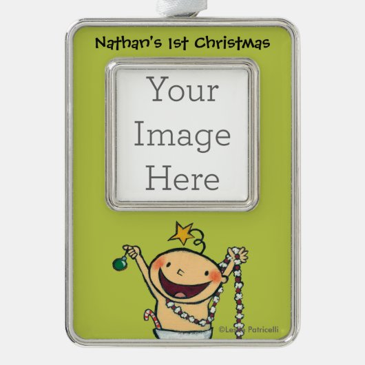 Ich bin ein Weihnachtsbaum! Rahmen-Ornament Silber (Vorderseite)