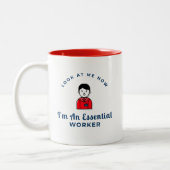 Ich bin ein wesentlicher Arbeiter Zweifarbige Tasse (Links)