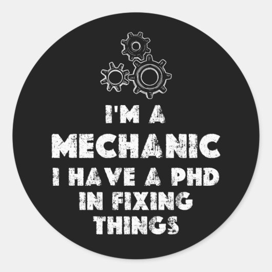 Ich bin ein witziges Mechaniker Runder Aufkleber (Vorderseite)