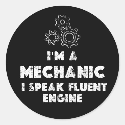 Ich bin ein witziges Mechaniker Runder Aufkleber (Vorderseite)