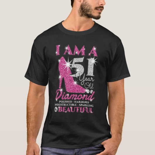 Ich bin eine 51-jährige Diamantenfrau 51. Geburtst T-Shirt (Vorderseite)