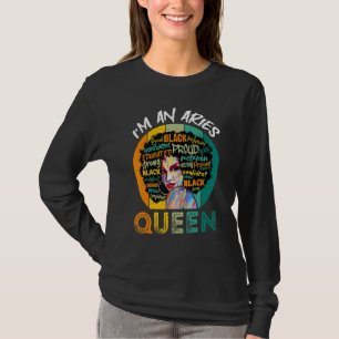 Ich bin eine Aries-Königin Vintage Melanin Schwarz T-Shirt