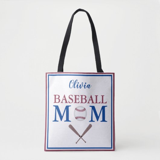 Ich bin eine Baseball-Mama Personalisiert Tasche (Vorderseite)