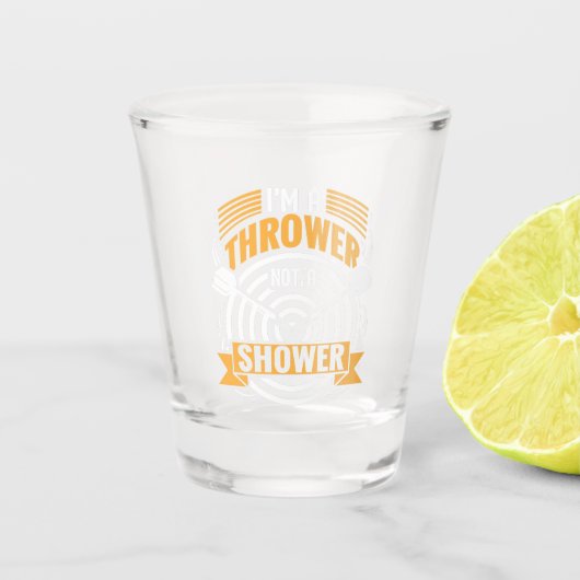 Ich bin eine Dusche, keine Dusche - Dart Player Schnapsglas (Vorderseite)