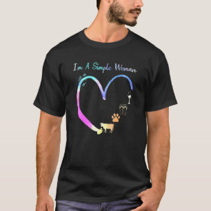 Ich bin eine einfache Frau, liebe Kuh, Wein, Hunde T-Shirt