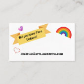 Ich bin eine Einhorn-Visitenkarte Visitenkarte (Rückseite)