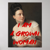Ich bin eine erwachsene Frau, die einen Zitat aus Poster (Vorne)