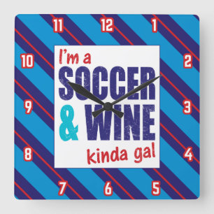Ich bin eine Fußball-u. Wein-ein bisschen Quadratische Wanduhr