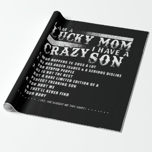 Ich bin eine glückliche Mama und habe eine verrück Geschenkpapier