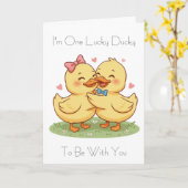 Ich bin eine Glücksentchen-Valentinstagskarte Karte (Gelbe Blume)