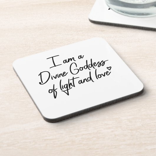 Ich bin eine Göttin des Lichts und der Liebe Getränkeuntersetzer (Linke Seite)