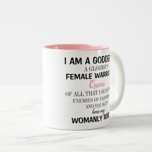 Ich bin eine Göttin Zweifarbige Tasse (VorderseiteRechts)