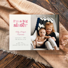 Ich bin eine große Schwester (Rosa) Foto Geburt Ankündigung