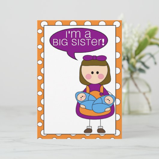 Ich bin eine große Schwester (Zwillingsknaben) Ank Ankündigung (Stehend Vorderseite)