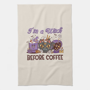 Ich bin eine Hexe vor dem Kaffee Geschirrtuch