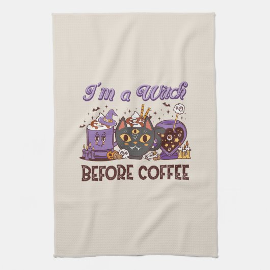 Ich bin eine Hexe vor dem Kaffee Geschirrtuch (Vertikal)