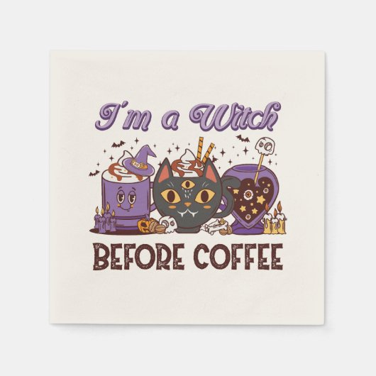 Ich bin eine Hexe vor dem Kaffee - Kaffee lange Serviette (Vorderseite)