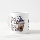 Ich bin eine Hexe vor dem Kaffee Niedliches sonnig Kaffeetasse (Vorderseite Links)