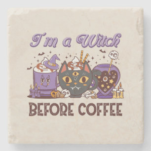 Ich bin eine Hexe vor dem Kaffee Steinuntersetzer