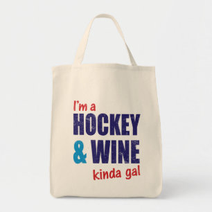 Ich bin eine Hockey-u. Wein-ein bisschen Tragetasche