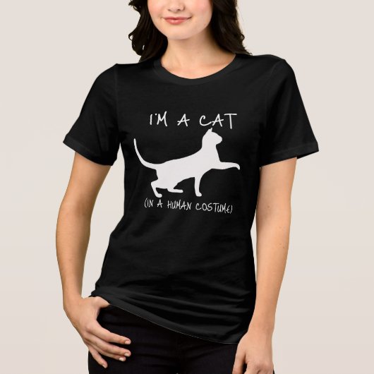 Ich bin eine Katze in einem humanen Kostüm Funny C Tri-Blend Shirt (Vorderseite)