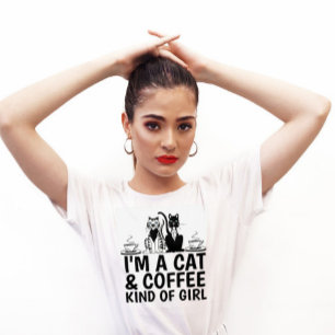 ICH BIN EINE KATZE UND KAFFEE-ART VON MÄDCHEN, DAM T-Shirt