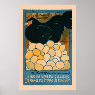 Ich bin eine Kriegshenne! Vintage Style Französisc Poster