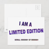 Ich bin eine limitierte Ausgabe Postkarte (Vorne/Hinten)