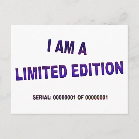 Ich bin eine limitierte Ausgabe Postkarte (Vorderseite)