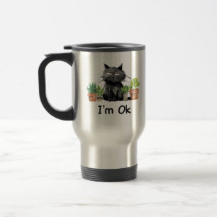 Ich bin eine lustige schwarze Katze mit Pflanze Reisebecher