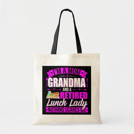 Ich bin eine Mama Oma Remüde Lunch Lady Happy Tragetasche (Vorne)