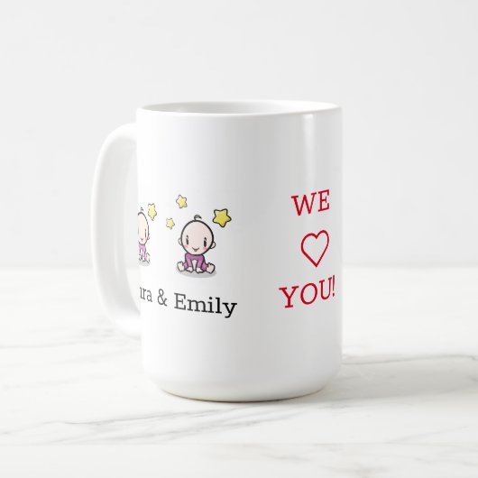 Ich bin eine Mama von Twins Tasse, Junge Mutter Ge Kaffeetasse (Vorderseite Links)