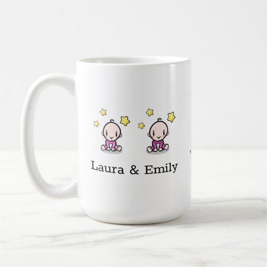 Ich bin eine Mama von Twins Tasse, Junge Mutter Ge Kaffeetasse (Links)