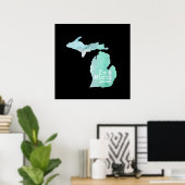 Ich bin eine Michigander-Aquarell-Silhouette Poster (Heimbüro)