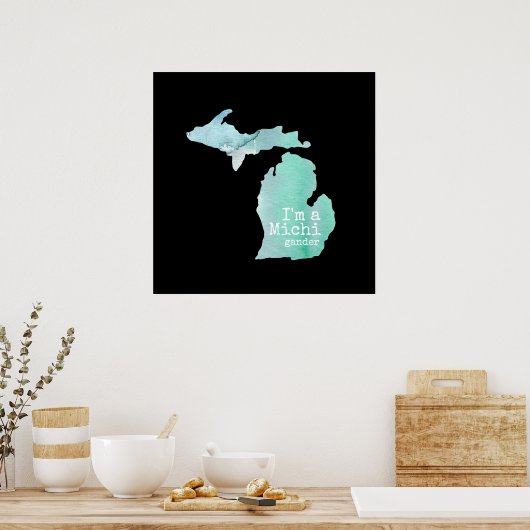 Ich bin eine Michigander-Aquarell-Silhouette Poster (Küche)