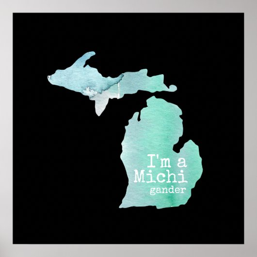 Ich bin eine Michigander-Aquarell-Silhouette Poster (Vorne)