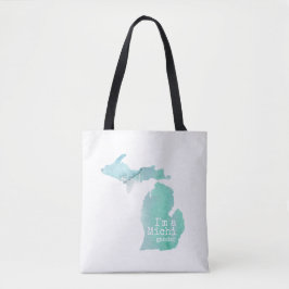 Ich bin eine Michigander-Aquarell-Silhouette Tasche