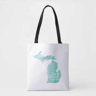 Ich bin eine Michigander-Aquarell-Silhouette Tasche