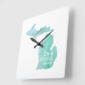 Ich bin eine Michigander-Silhouette mit Wasserfarb Quadratische Wanduhr (Winkel)