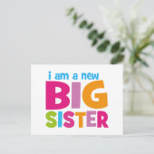 Ich bin eine neue große Schwester Postkarte (Stehend Vorderseite)