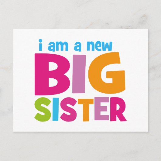 Ich bin eine neue große Schwester Postkarte (Vorderseite)