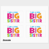 Ich bin eine neue große Schwester Rechteckiger Aufkleber (Blatt)