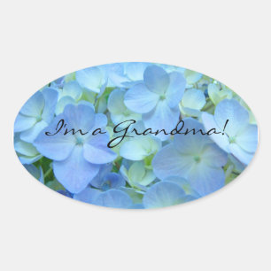 Ich bin eine Oma Aufkleber Siegel Blue Hydrangea B