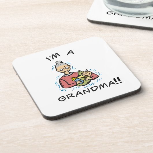 Ich bin eine Oma-Oma und ein Baby-Geschenk Getränkeuntersetzer (Linke Seite)