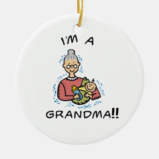 Ich bin eine Oma-Oma und ein Baby-Geschenk Keramik Ornament (Vorne)