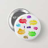 Ich bin eine positive Bestätigung Worte Selbst-Lie Button (Vorne & Hinten)