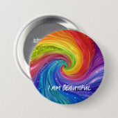 Ich bin eine schöne digitale Kunst Button (Vorne & Hinten)